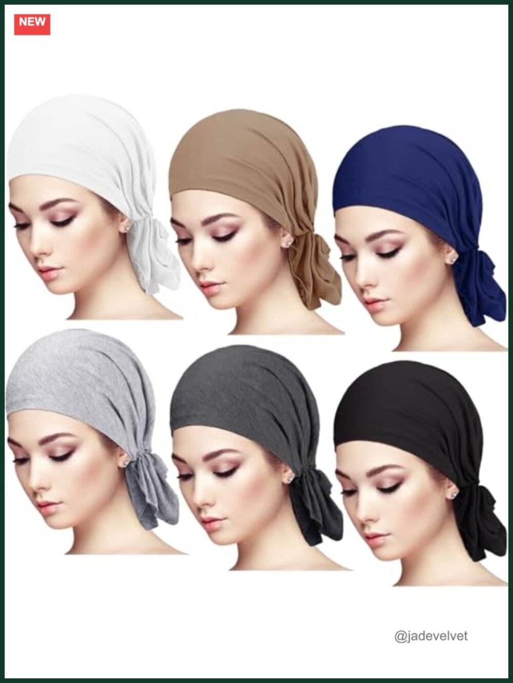 Slip-On Pre-Tied Head Scarves for Women Modal Cotton Turban 6 Pack
